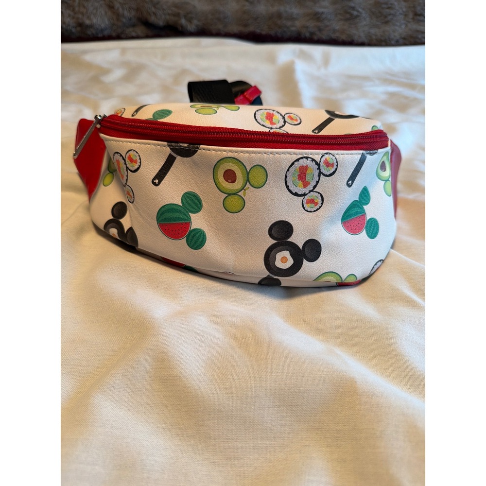 Loungefly Fanny Pack Women‎ OS White Disney Mickey Mouse Food Sushi Belt Bag